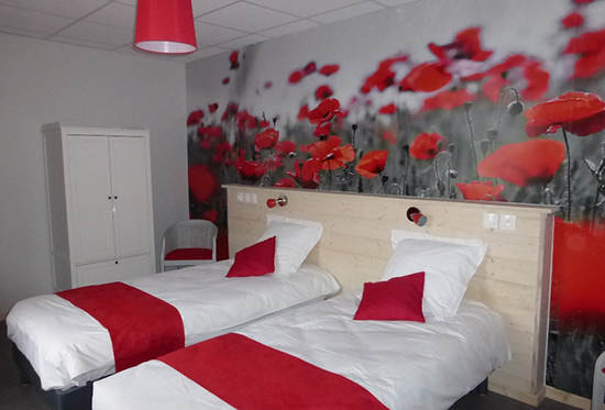 chambre d'hotes Jura coquelicot 2 lits simples